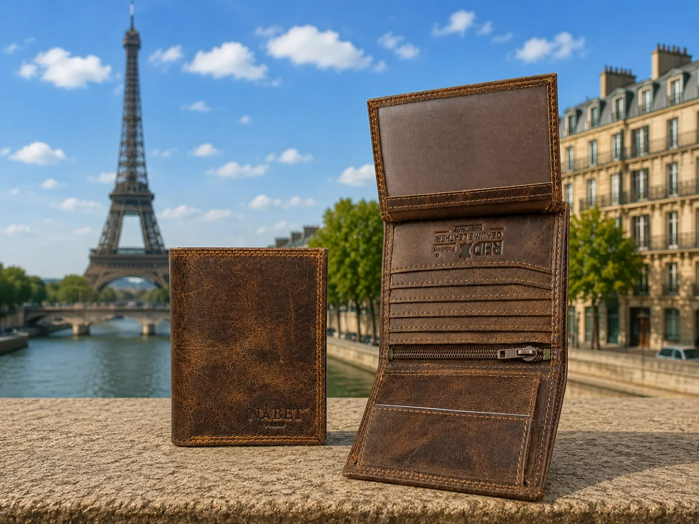 ארנק עור אמיתי קטן RFID יוקרתי NABET PARIS