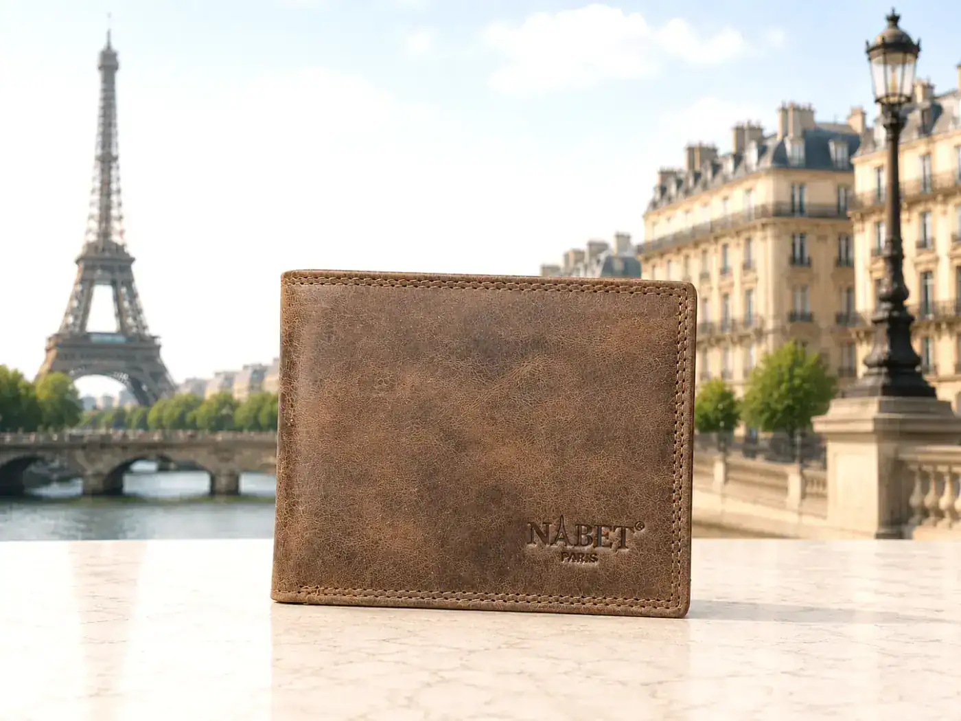 ארנק עור יוקרתי NABET PARIS – דק, חזק ומרווח במיוחד - קאמל - קטן 11×8.5 ס״מ