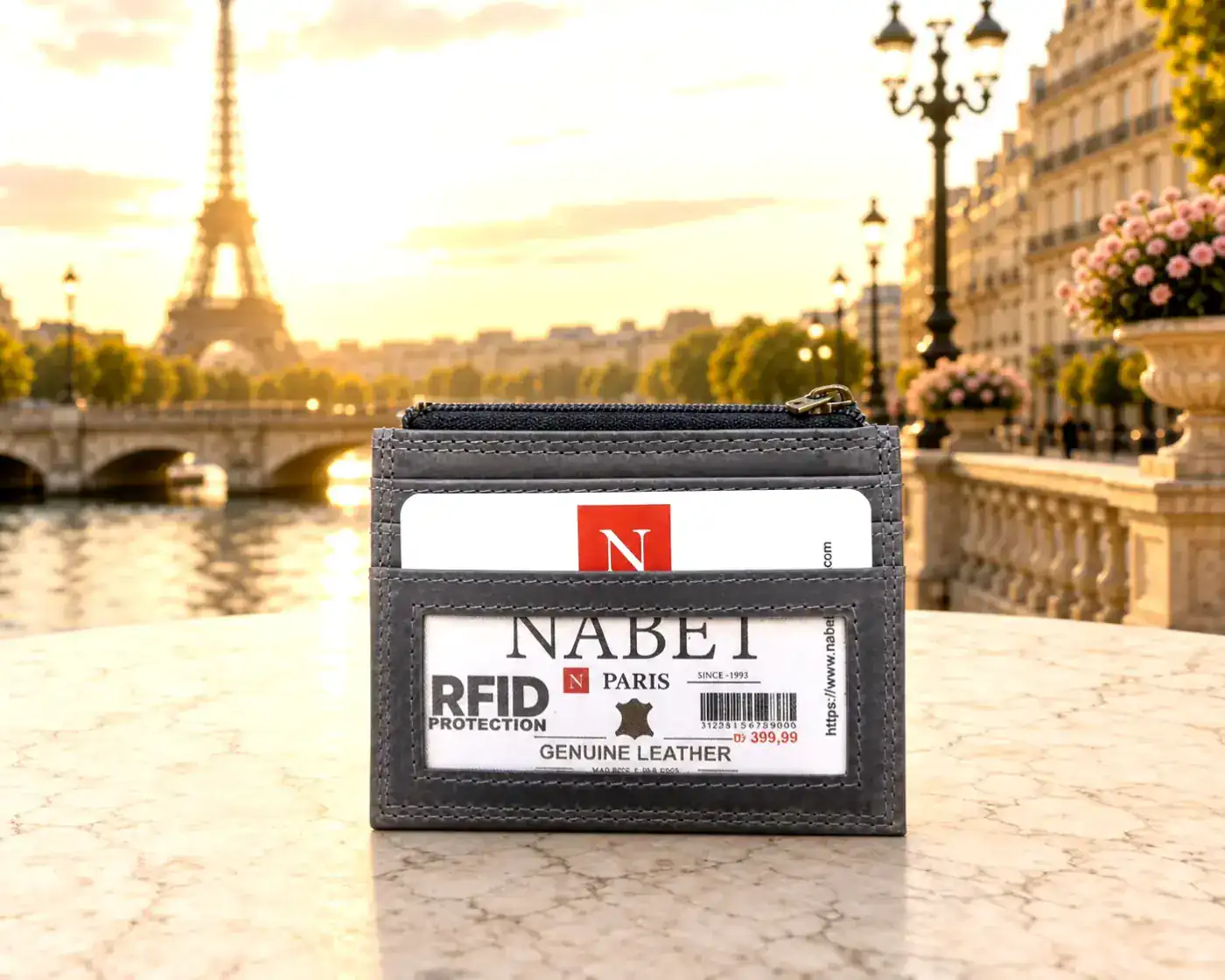 מחזיק כרטיסים יוקרתי מעור אמיתי RFID – Nabet Paris - כחול 2