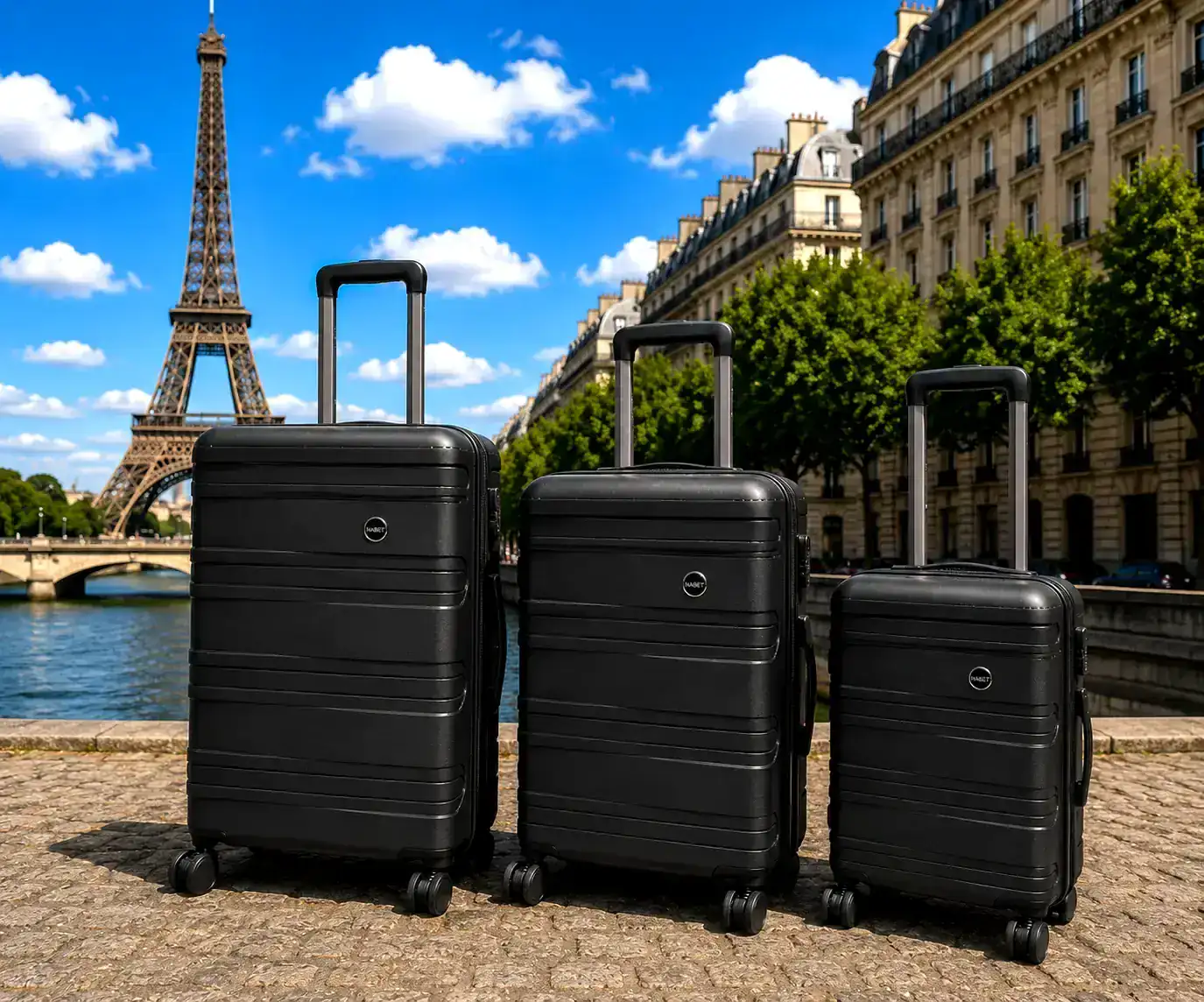 סט 3 מזוודות פרימיום NABET PARIS שחור סט 3 מזוודות