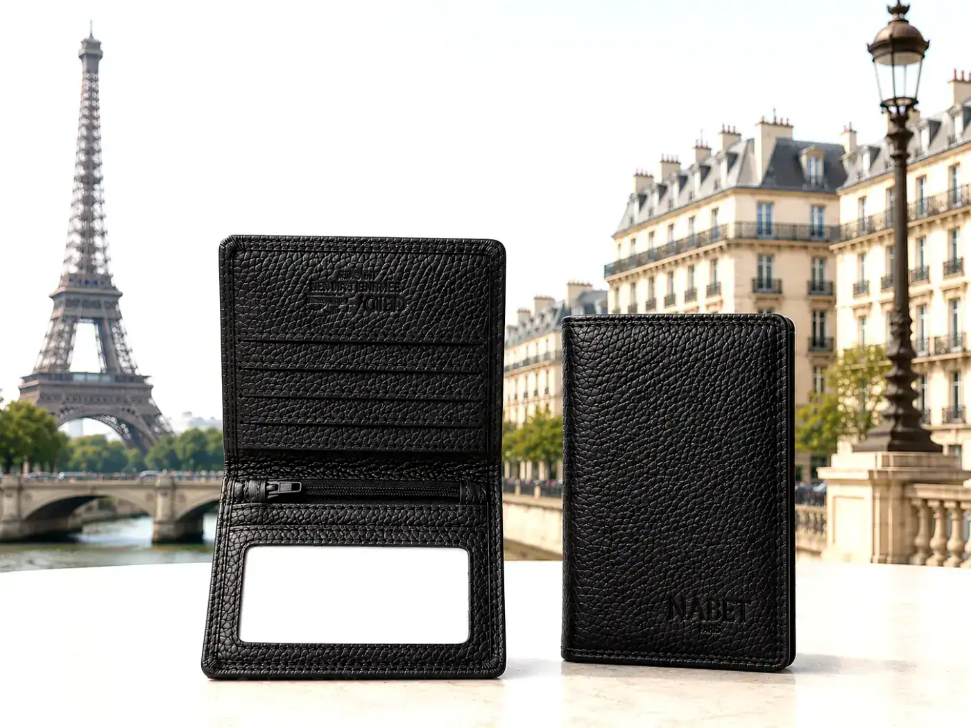 ארנק עור מיני NABET PARIS – קטן במיוחד עם סגירת מגנט - שחור - קטן 11×8 ס״מ