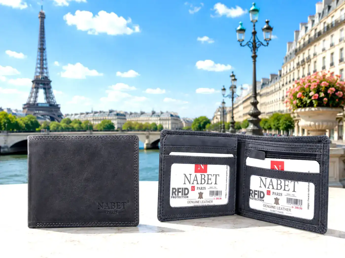 ארנק עור יוקרתי NABET PARIS – דק, חזק ומרווח במיוחד - צבע חדש - שחור - קטן 11×8.5 ס״מ 2