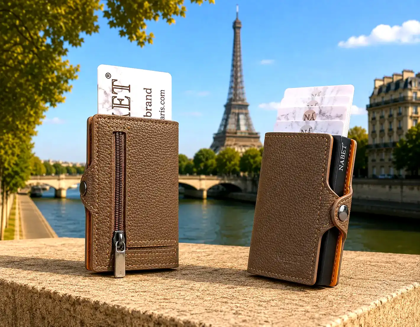 ארנק כרטיסים מעור אמיתי עם שליפה מהירה RFID – NABET PARIS חום - חום