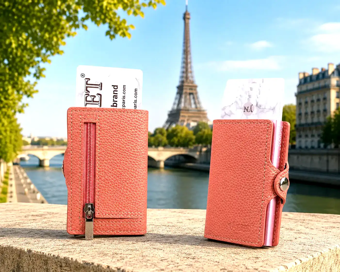 ארנק כרטיסים מעור אמיתי עם שליפה מהירה RFID – NABET PARIS ורוד - ורוד
