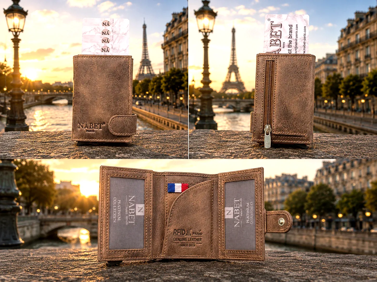 ארנק עור יוקרתי RFID עם שליפה מהירה – NABET PARIS PRESTIGE